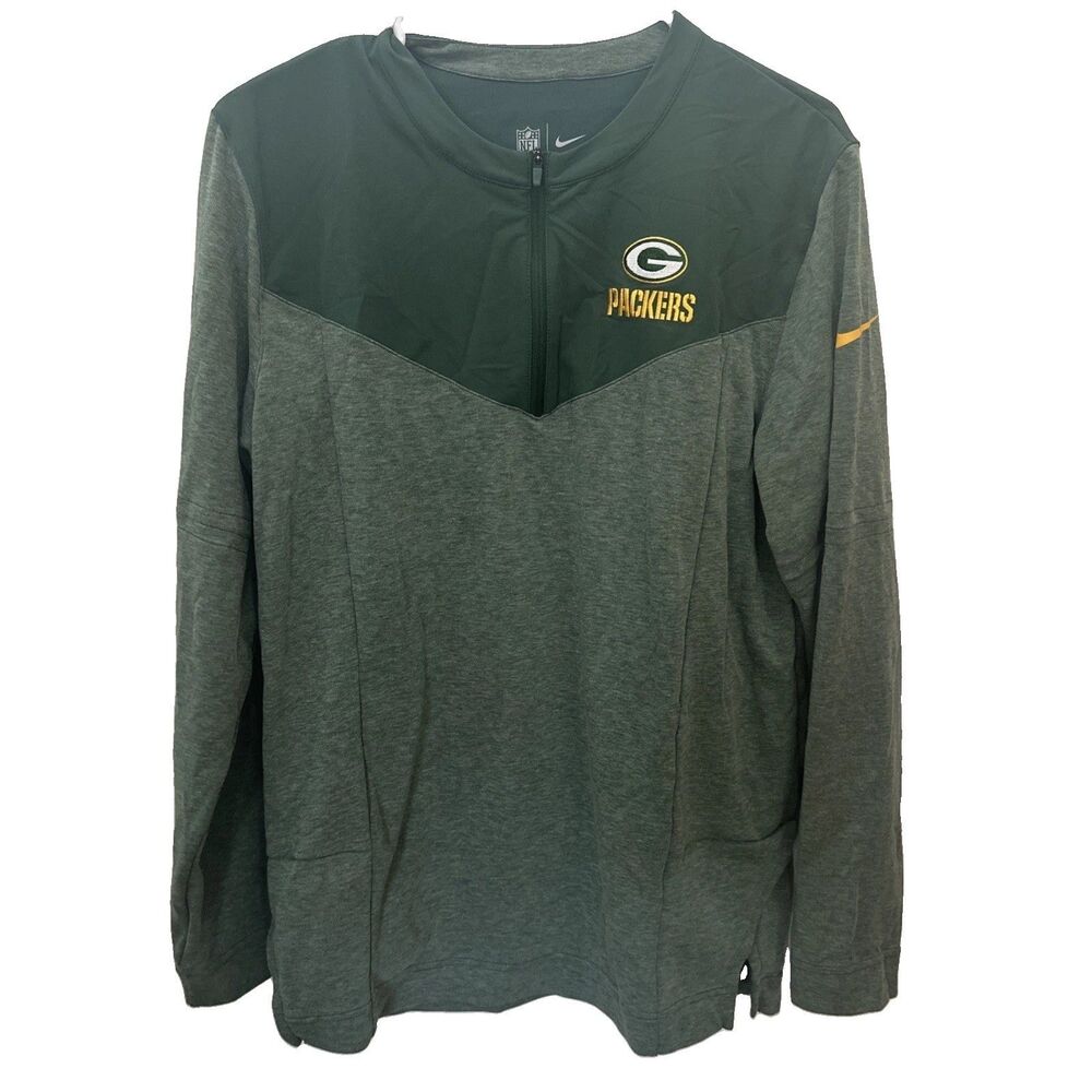 Nike Men’s On-Field Green Bay Packers 1/4 Zip Long Sleeve Pullover Medium